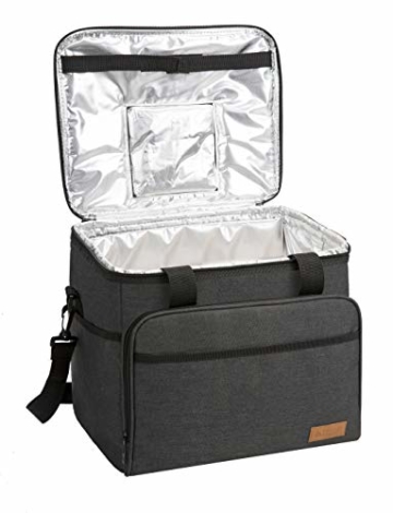 ALLCAMP 30L Kühltasche Faltbare Picknicktasche Thermo Tasche Isoliertasche Kühlkorb Kühlbox isolierbox mit 2 kühlakkus Schwarz - 2