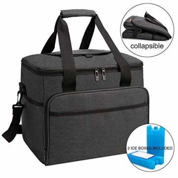 ALLCAMP 30L Kühltasche Faltbare Picknicktasche Thermo Tasche Isoliertasche Kühlkorb Kühlbox isolierbox mit 2 kühlakkus Schwarz - 1