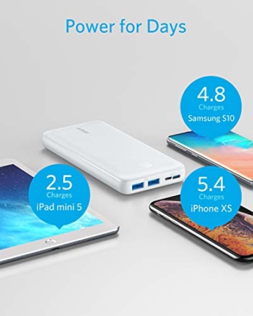 Anker PowerCore Essential 20000 Powerbank, 20000mAh externer Akku mit PowerIQ Technologie und USB-C Eingang, enorme Energiedichte, kompatibel mit iPhone, Samsung, iPad und mehr (Weiß) - 4
