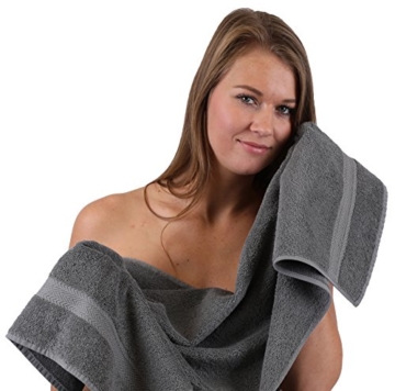 Betz 10-TLG. Handtuch-Set Premium 100% Baumwolle 2 Duschtücher 4 Handtücher 2 Gästetücher 2 Waschhandschuhe Farbe Türkis & Anthrazit Grau - 5