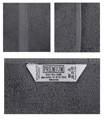 Betz 10-TLG. Handtuch-Set Premium 100% Baumwolle 2 Duschtücher 4 Handtücher 2 Gästetücher 2 Waschhandschuhe Farbe Türkis & Anthrazit Grau - 6