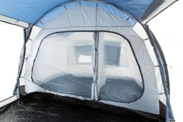 CampFeuer Campingzelt für 4 Personen | Großes Familienzelt mit 3 Eingängen und 5.000 mm Wassersäule | Tunnelzelt | blau/grau | Gruppenzelt | So Macht Camping Spaß! - 3