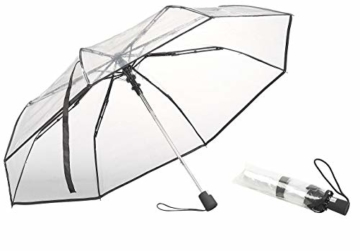 Carlo Milano Regenschirm: Stabiler Automatik-Taschenschirm mit transparentem Dach, Ø 100 cm (Schirm transparent) - 1