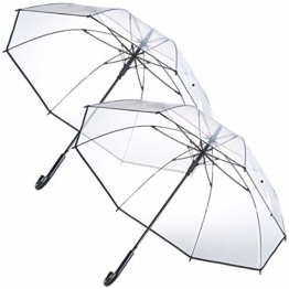 Carlo Milano Schirm: 2er-Set transparente Stock-Regenschirme, Stahl & Fiberglas, Ø 100 cm (Regenschirm durchsichtig) - 1