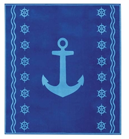 Delindo Lifestyle® Frottee Strandtuch Tropical Anker BLAU XXL, 100% Baumwolle, Strandlaken ist 180x200 cm groß - 1