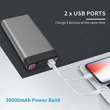 Externer Akku 30000mAh Powerbanks Mobiles Portable Ladegerät Die kann Nicht nur Ihr Handy Aufladen sondern sie ist auch kompatibel mit Spielkonsole ( Grau_30000mAh) - 4
