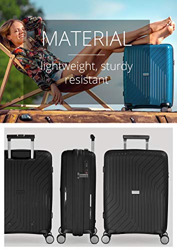 HAUPTSTADTKOFFER- TXL - leichtes Handgepäck, Kabinengepäck Hartschalen-Trolley aus robustem Polypropylen, Kabinentrolley 55 cm, 36 L, TSA-Schloss, Schwarz - 8