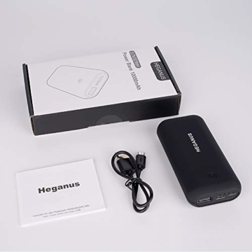Heganus Powerbank 10000mAh, Mini Kompakte Externer Akku, Kleine und Leichter Power Bank mit Micro+USB C, Handy Ladegerät Leicht Compact Externer Batterie für iPhone,Samsung,Huawei,iPad (Schwarz) - 2