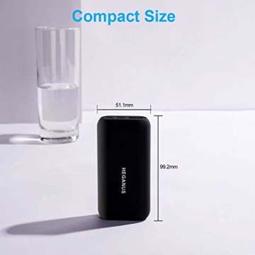 Heganus Powerbank 10000mAh, Mini Kompakte Externer Akku, Kleine und Leichter Power Bank mit Micro+USB C, Handy Ladegerät Leicht Compact Externer Batterie für iPhone,Samsung,Huawei,iPad (Schwarz) - 6