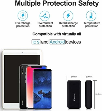 Heganus Powerbank 10000mAh, Mini Kompakte Externer Akku, Kleine und Leichter Power Bank mit Micro+USB C, Handy Ladegerät Leicht Compact Externer Batterie für iPhone,Samsung,Huawei,iPad (Schwarz) - 7