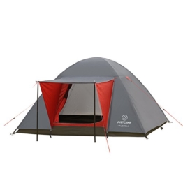JUSTCAMP Campingzelt Austin 4, Kuppelzelt, Doppelwandig, 4 Personen - grau, Iglu Zelt, Festival, Ausflug, Reise - 1