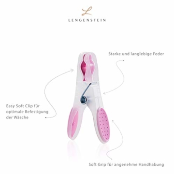 Lengenstein® 48 Wäscheklammern aus Kunststoff 3 Pastellfarben blau rosa grau Premium Clothes Pegs Clothespin Wäscheklammer mit Soft Grip, angenehmer Griff und Starke Feder - 2