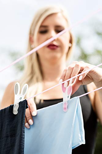 Lengenstein® 48 Wäscheklammern aus Kunststoff 3 Pastellfarben blau rosa grau Premium Clothes Pegs Clothespin Wäscheklammer mit Soft Grip, angenehmer Griff und Starke Feder - 4