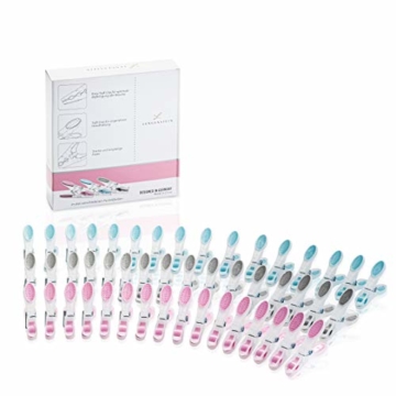 Lengenstein® 48 Wäscheklammern aus Kunststoff 3 Pastellfarben blau rosa grau Premium Clothes Pegs Clothespin Wäscheklammer mit Soft Grip, angenehmer Griff und Starke Feder - 5