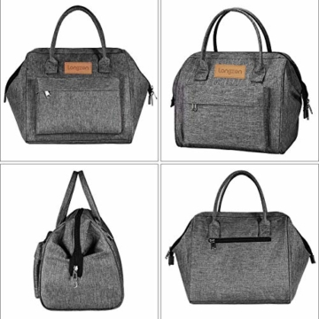 longzon 15L Kühltasche Lunchtasche Picknicktasche Wiederverwendbare Faltbar Thermotasche Kühltasche für Camping, BBQ, Wandern, Picknick- Grau - 3