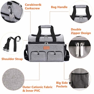 NASUM Kühltasche, Lebensmitteltasche, tragbare Kühltasche für Picknick, Outdoor-Aktivitäten, Grill/Camping/Sport/Reisen (23 l) - 6