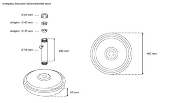 paramondo Sonnenschirm Schirmständer Standard rund, schwarz - 2