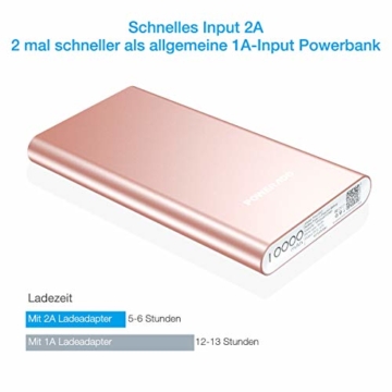 POWERADD Pilot 2GS Externer Akku 10000mAh, Powerbank mit 2 Output 5V/3,1A, Schnellladen Power Bank mit Alugehäuse Handy Ladegerät für iPhone, Samsung Galaxy, Huawei, iPad - 2