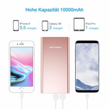POWERADD Pilot 2GS Externer Akku 10000mAh, Powerbank mit 2 Output 5V/3,1A, Schnellladen Power Bank mit Alugehäuse Handy Ladegerät für iPhone, Samsung Galaxy, Huawei, iPad - 3