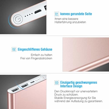 POWERADD Pilot 2GS Externer Akku 10000mAh, Powerbank mit 2 Output 5V/3,1A, Schnellladen Power Bank mit Alugehäuse Handy Ladegerät für iPhone, Samsung Galaxy, Huawei, iPad - 4