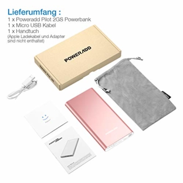 POWERADD Pilot 2GS Externer Akku 10000mAh, Powerbank mit 2 Output 5V/3,1A, Schnellladen Power Bank mit Alugehäuse Handy Ladegerät für iPhone, Samsung Galaxy, Huawei, iPad - 7