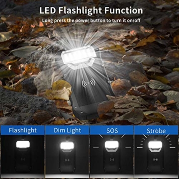 Powerbank Solar 26800mAh QI Wireless Solar Ladegerät mit 3 Eingangswege und 4 Geräte Ausgängen Max 5V/3.1A Solar Power Bank Externer Akku mit 18 LED Taschenlampe für Handys Outdoor Aktivitäten - 4