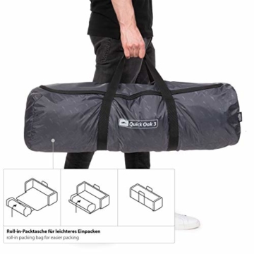 Qeedo Quick Oak 3 Personen Campingzelt, Sekundenzelt, Quick-Up-System - grau - 10