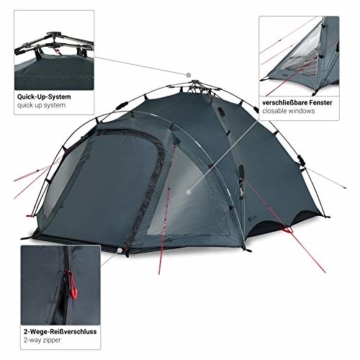 Qeedo Quick Oak 3 Personen Campingzelt, Sekundenzelt, Quick-Up-System - grau - 4