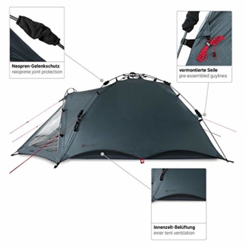 Qeedo Quick Oak 3 Personen Campingzelt, Sekundenzelt, Quick-Up-System - grau - 9