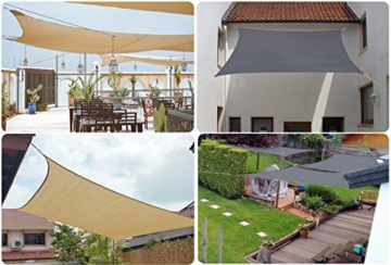 Sekey Sonnensegel Sonnenschutz Rechteck HDPE Windschutz Durchlässig Atmungsaktiv Tear Resistant Wetterschutz 90% Beschattung, für Outdoor Garten Terrasse, mit Seilen, 2×3m Sand - 5