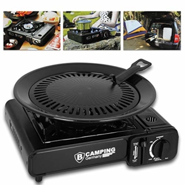 TW24 Camping Gaskocher mit Grillplatte inkl. 4 Gaskartuschen - Gaskocher - Campingkocher - Campinggrill - 3