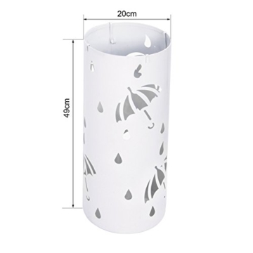 Woltu Schirmständer Regenschirmständer Schirmhalter für Gehstöcke Mit Wasserauffangschale Haken Ø20 x H49 cm Weiß SST01ws - 6