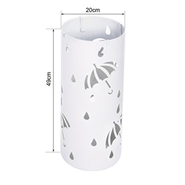 Woltu Schirmständer Regenschirmständer Schirmhalter für Gehstöcke Mit Wasserauffangschale Haken Ø20 x H49 cm Weiß SST01ws - 8