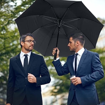 ZOMAKE Golf Regenschirm, Premium Qualität, 157cm Groß, Sturmsicher, Automatik - Automatisch zu öffnen, Regen- und Windresistent Golfschirme(Schwarz) - 6