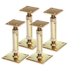 4x GAH Pfostenträger mit 2 Platten gelb verzinkt aufdübelbar höhenverstellbar - 1