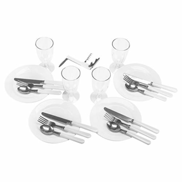 anndora Picknickkorb 4 Personen Weidenkorb Beige mit Zubehör 21 Teilig - 6