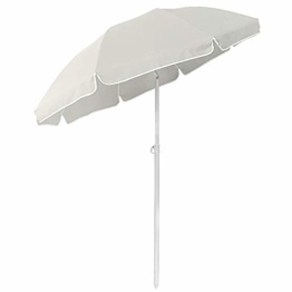 Aufun Sonnenschirm Strand Ø 200 cm Knickbar Marktschirm aus Polyester UV50+ Sonnenschutz Gartenschirm Terrassenschirm Strandsonnenschirm, Höhenverstellbar 135-208 cm, Beige Rund - 1