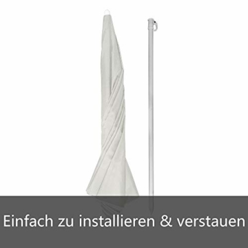 Aufun Sonnenschirm Strand Ø 200 cm Knickbar Marktschirm aus Polyester UV50+ Sonnenschutz Gartenschirm Terrassenschirm Strandsonnenschirm, Höhenverstellbar 135-208 cm, Beige Rund - 7