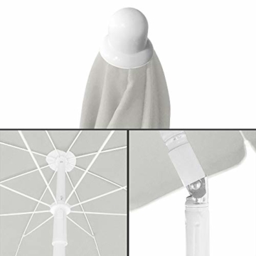 Aufun Sonnenschirm Strand Ø 200 cm Knickbar Marktschirm aus Polyester UV50+ Sonnenschutz Gartenschirm Terrassenschirm Strandsonnenschirm, Höhenverstellbar 135-208 cm, Beige Rund - 9