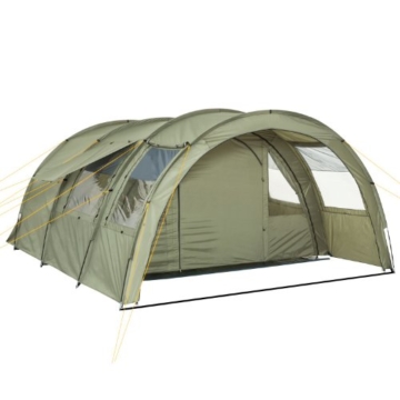 CampFeuer Tunnelzelt Multi Zelt für 4 Personen | riesiger Vorraum, 5000 mm Wassersäule | mit Bodenplane und versetzbarer Vorderwand | Campingzelt Familienzelt (olivgrün) - 5