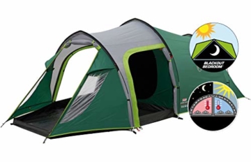 Coleman Chimney Rock 3 Plus Zelt, 3 Personen Tunnelzelt, 3 Mann Camping-Zelt, große abgedunkelte Schlafkabine blockiert bis zu 99% des Tageslichts, wasserdicht WS 4.500 mm - 1