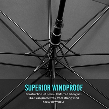 Eono by Amazon - 58 Inch Automatische Öffnen Golf Schirme Extra Große, Übergroß Doppelt Überdachung Belüftet Golfschirme, Winddicht wasserdichte Stock Regenschirme, Reise Golfschirm, Schwarz/Rot - 5