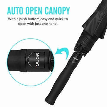 Eono by Amazon - 58 Inch Automatische Öffnen Golf Schirme Extra Große, Übergroß Doppelt Überdachung Belüftet Golfschirme, Winddicht wasserdichte Stock Regenschirme, Reise Golfschirm, Schwarz/Rot - 7