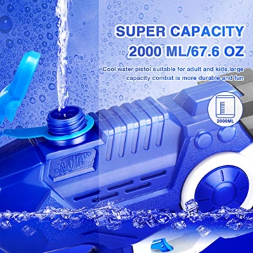 EPCHOO Wasserpistole, 2000ml Groß Water Blaster Water Gun Spielzeug mit 8-10 Meter Reichweite für Party Blaster Badestrand Sommer Pool Wasserschütze Wasserspielzeug - 4