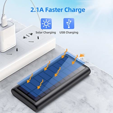 Feob Solar Powerbank 26800mAh, Solarladegerät 【Energiesparende Version】 Externer Akku Hohe Kapazitat Power Bank Fast Charge Tragbares Ladegerät Akkupack für iPhone, iPad, Samsung Galaxy und mehr - 2