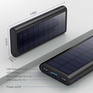 Feob Solar Powerbank 26800mAh, Solarladegerät 【Energiesparende Version】 Externer Akku Hohe Kapazitat Power Bank Fast Charge Tragbares Ladegerät Akkupack für iPhone, iPad, Samsung Galaxy und mehr - 4