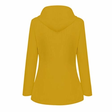 FRAUIT Regenmantel Damen Outdoor Plus Solide Wasserdichter Kapuzenjacke Regenjacke für Damen Outdoorjacken Wasserdichter Regenmantel mit Kapuze Windproof (L, SD-Gelb) - 2
