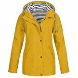 FRAUIT Regenmantel Damen Outdoor Plus Solide Wasserdichter Kapuzenjacke Regenjacke für Damen Outdoorjacken Wasserdichter Regenmantel mit Kapuze Windproof (L, SD-Gelb) - 1