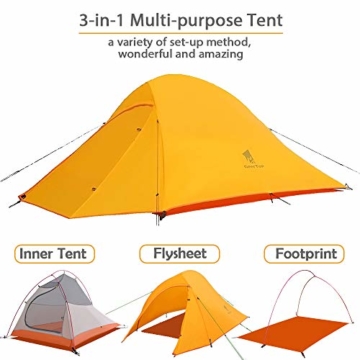 GEERTOP Campingzelt Ultraleichte 2 Personen Doppelten Zelt 3-4 Saison Camping Zelt für Trekking, Outdoor, Festival mit kleinem Packmaß - 5