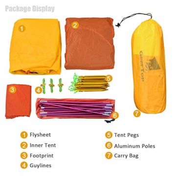 GEERTOP Campingzelt Ultraleichte 2 Personen Doppelten Zelt 3-4 Saison Camping Zelt für Trekking, Outdoor, Festival mit kleinem Packmaß - 6